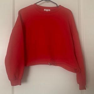Red crop sweater, cinched waist, XL, cute top, NWT